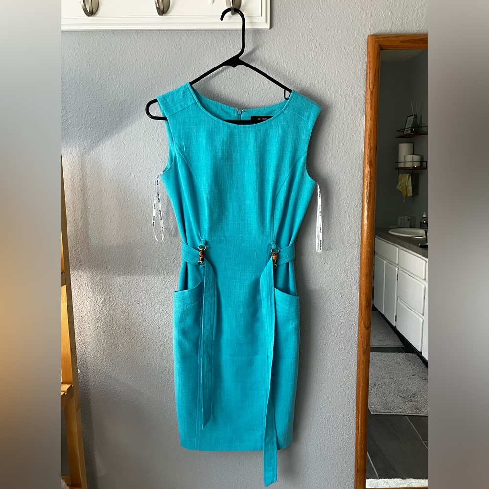 Ellen Tracy bright blue dress with matching belt